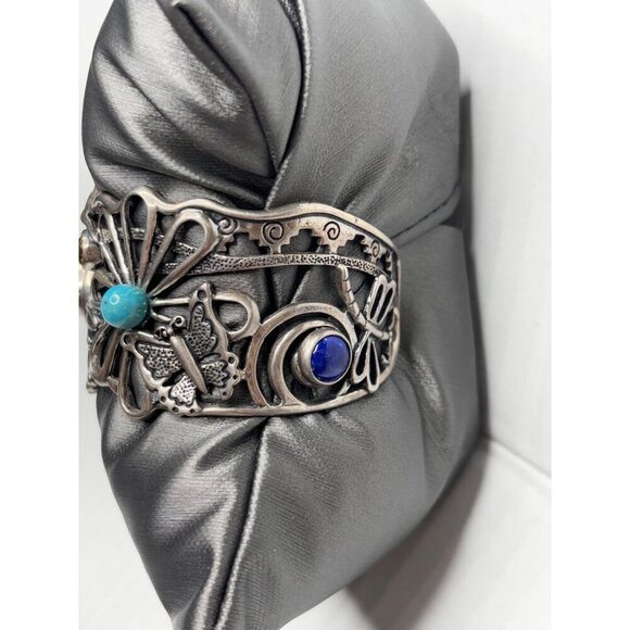 FRITZ CASUSE X CAROLYN POLLACK Vintage Multi Stone Sterling Silver Cuff Bracelet - Picture 5 of 14